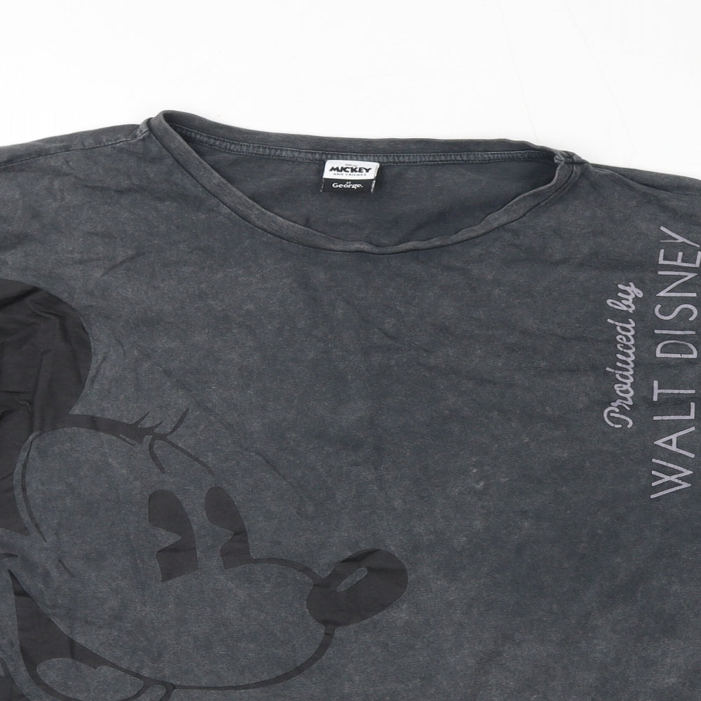 Disney Womens Grey Cotton Basic T-Shirt Size 20 Round Neck - Mickey Mouse