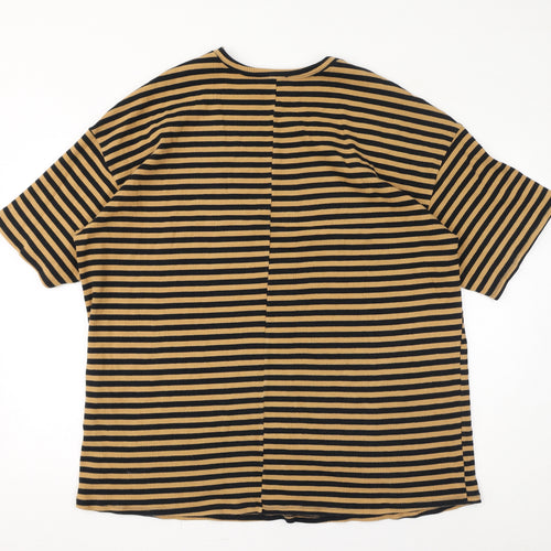 ASOS Womens Brown Striped Cotton Basic T-Shirt Size 14 Round Neck