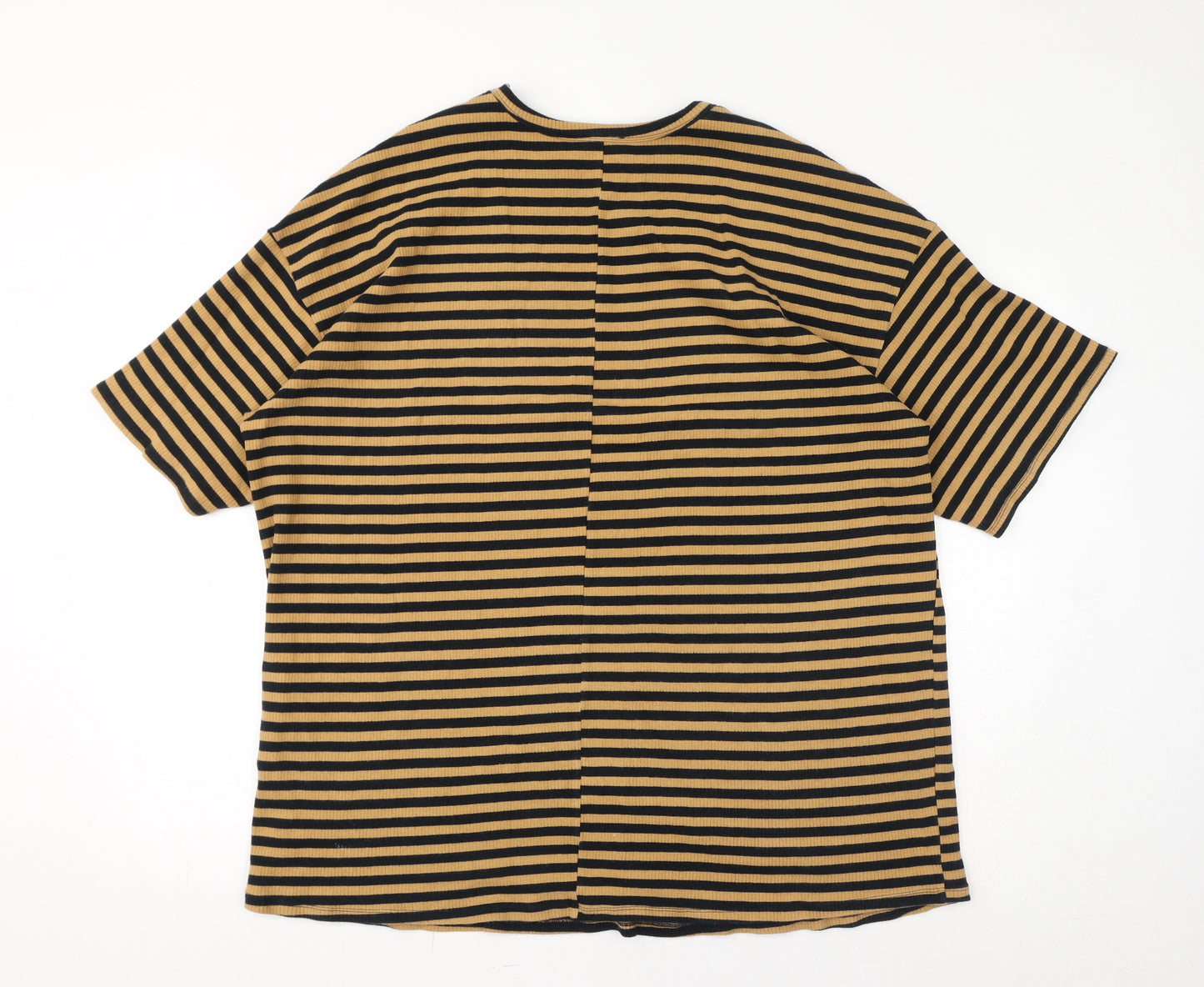 ASOS Womens Brown Striped Cotton Basic T-Shirt Size 14 Round Neck