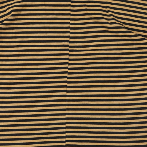 ASOS Womens Brown Striped Cotton Basic T-Shirt Size 14 Round Neck