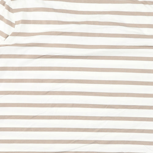 Phase Eight Womens White Striped Viscose Basic T-Shirt Size 18 Round Neck
