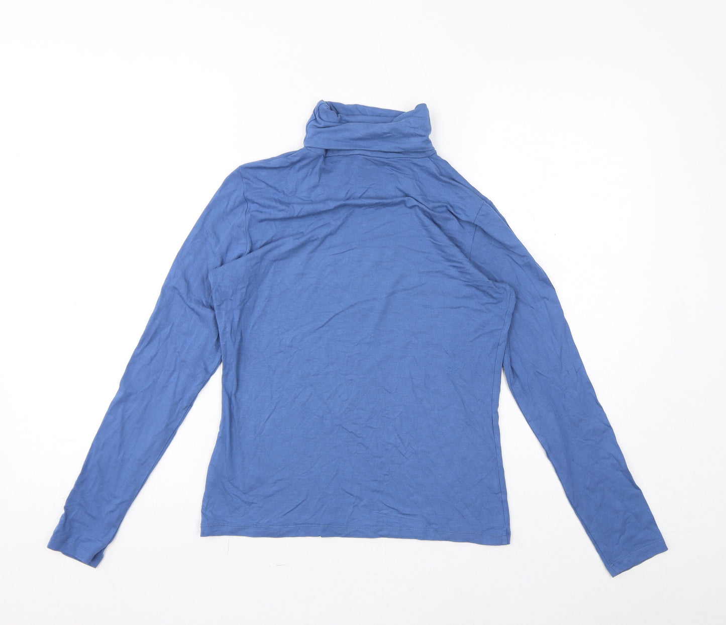 Hobbs Womens Blue Viscose Basic T-Shirt Size S Roll Neck