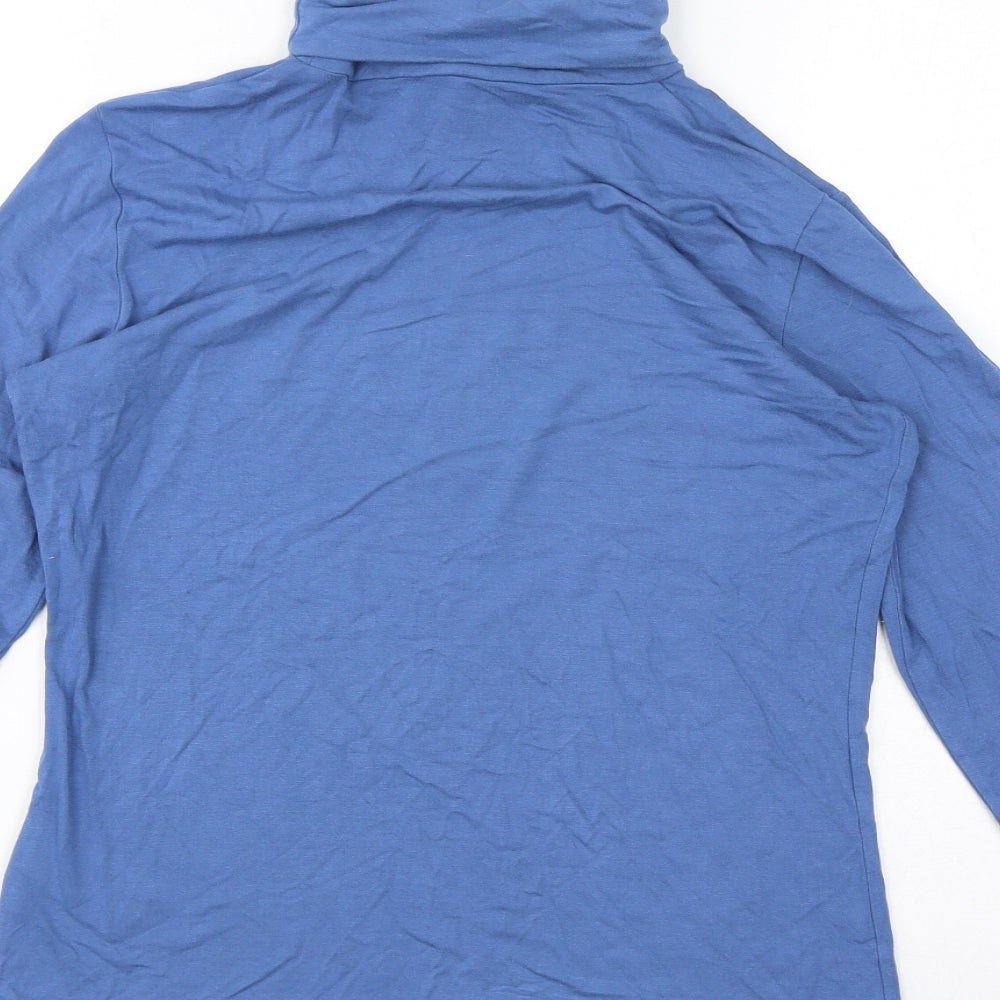 Hobbs Womens Blue Viscose Basic T-Shirt Size S Roll Neck