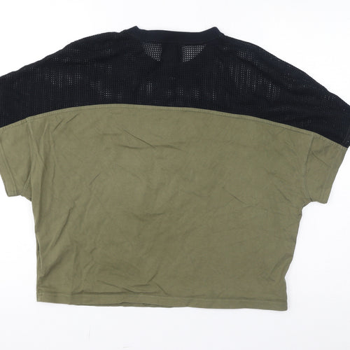 Nike Womens Green Cotton Basic T-Shirt Size S Round Neck Pullover - Logo