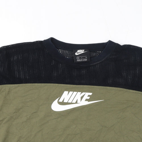 Nike Womens Green Cotton Basic T-Shirt Size S Round Neck Pullover - Logo