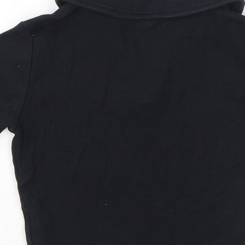 New Look Girls Black Cotton Basic T-Shirt Size 9 Years V-Neck Pullover