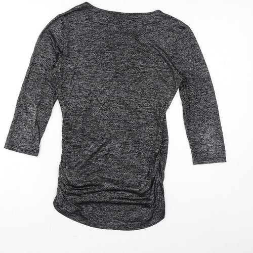 Jones New York Womens Grey Viscose Basic T-Shirt Size S Round Neck