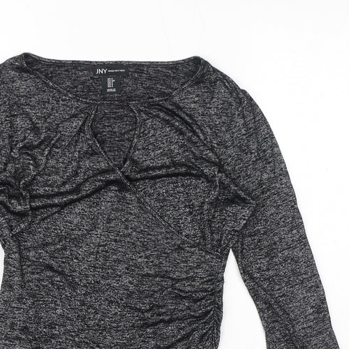 Jones New York Womens Grey Viscose Basic T-Shirt Size S Round Neck