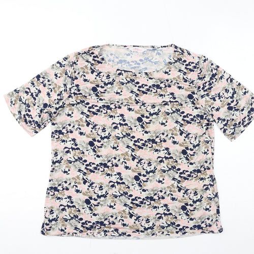 Slimma Womens Multicoloured Floral Polyester Basic T-Shirt Size 12 Round Neck