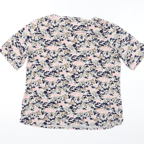 Slimma Womens Multicoloured Floral Polyester Basic T-Shirt Size 12 Round Neck