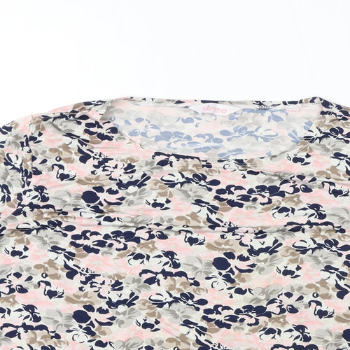 Slimma Womens Multicoloured Floral Polyester Basic T-Shirt Size 12 Round Neck