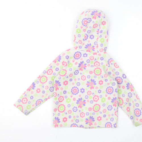 Ficcus Girls White Floral Jacket Coat Size 2 Years Zip
