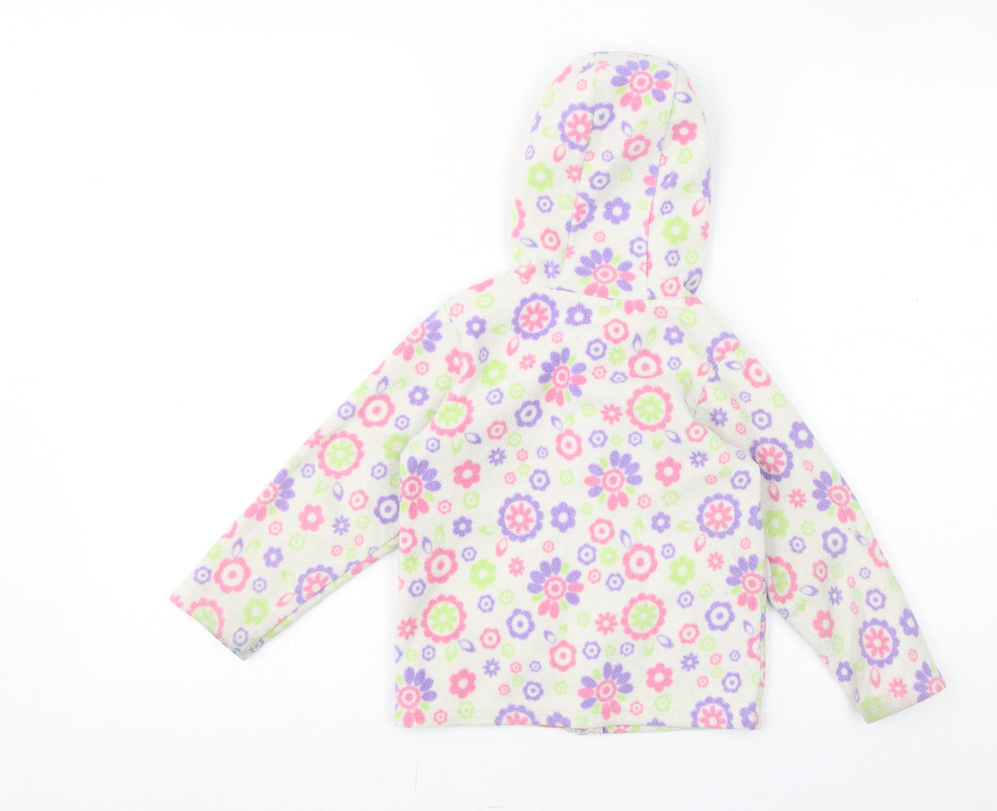Ficcus Girls White Floral Jacket Coat Size 2 Years Zip