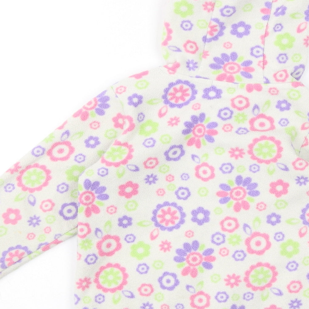 Ficcus Girls White Floral Jacket Coat Size 2 Years Zip