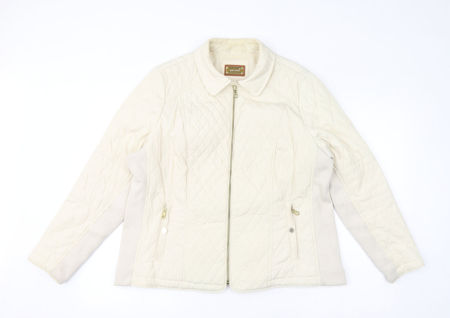 Per Una Womens Ivory Quilted Jacket Size 20 Zip