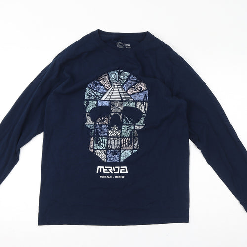 Conscious Apparel Womens Blue Cotton Pullover Sweatshirt Size M Pullover - Scull, Mexico