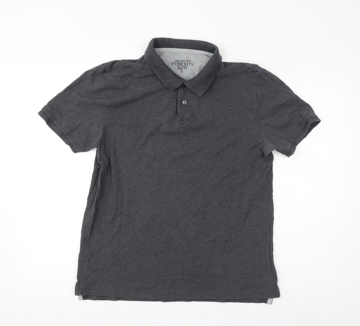 Charles Tyrwhitt Womens Grey Cotton Basic Polo Size L Collared