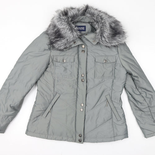 Maine Womens Grey Puffer Jacket Coat Size 14 Zip