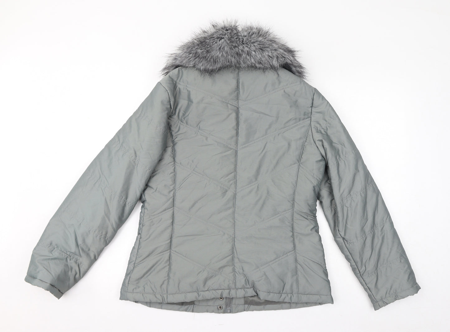 Maine Womens Grey Puffer Jacket Coat Size 14 Zip