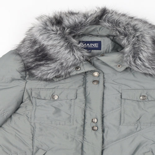 Maine Womens Grey Puffer Jacket Coat Size 14 Zip