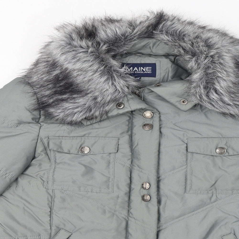 Maine Womens Grey Puffer Jacket Coat Size 14 Zip