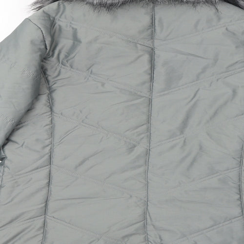 Maine Womens Grey Puffer Jacket Coat Size 14 Zip