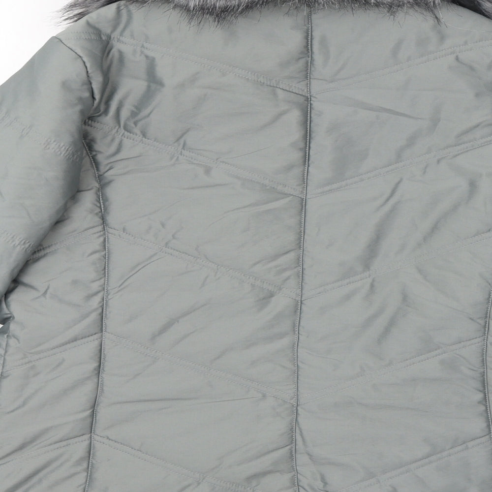 Maine Womens Grey Puffer Jacket Coat Size 14 Zip