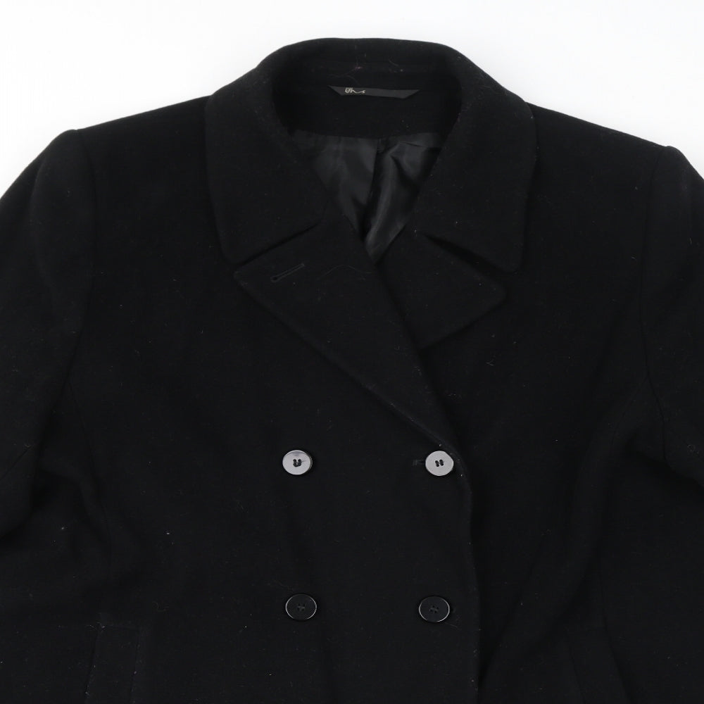 BHS Womens Black Overcoat Coat Size 20 Button