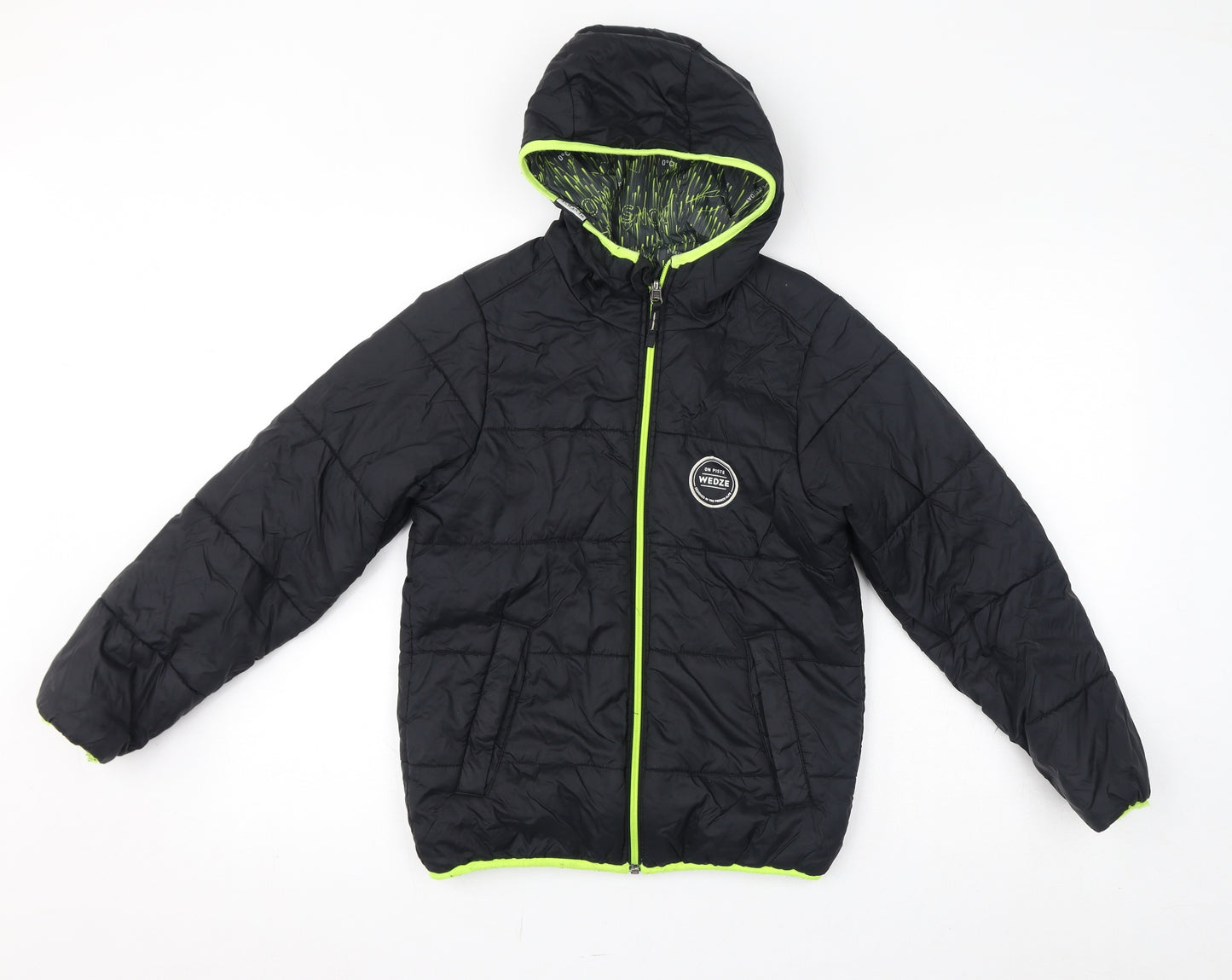 DECATHLON Boys Black Puffer Jacket Coat Size 10 Years Zip - Reversible