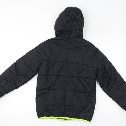 DECATHLON Boys Black Puffer Jacket Coat Size 10 Years Zip - Reversible