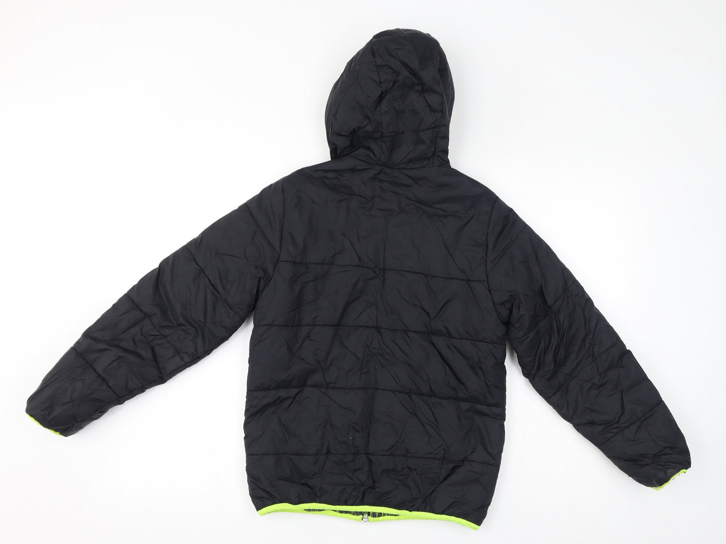 DECATHLON Boys Black Puffer Jacket Coat Size 10 Years Zip - Reversible