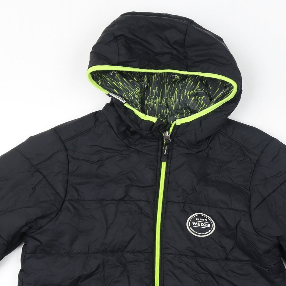 DECATHLON Boys Black Puffer Jacket Coat Size 10 Years Zip - Reversible