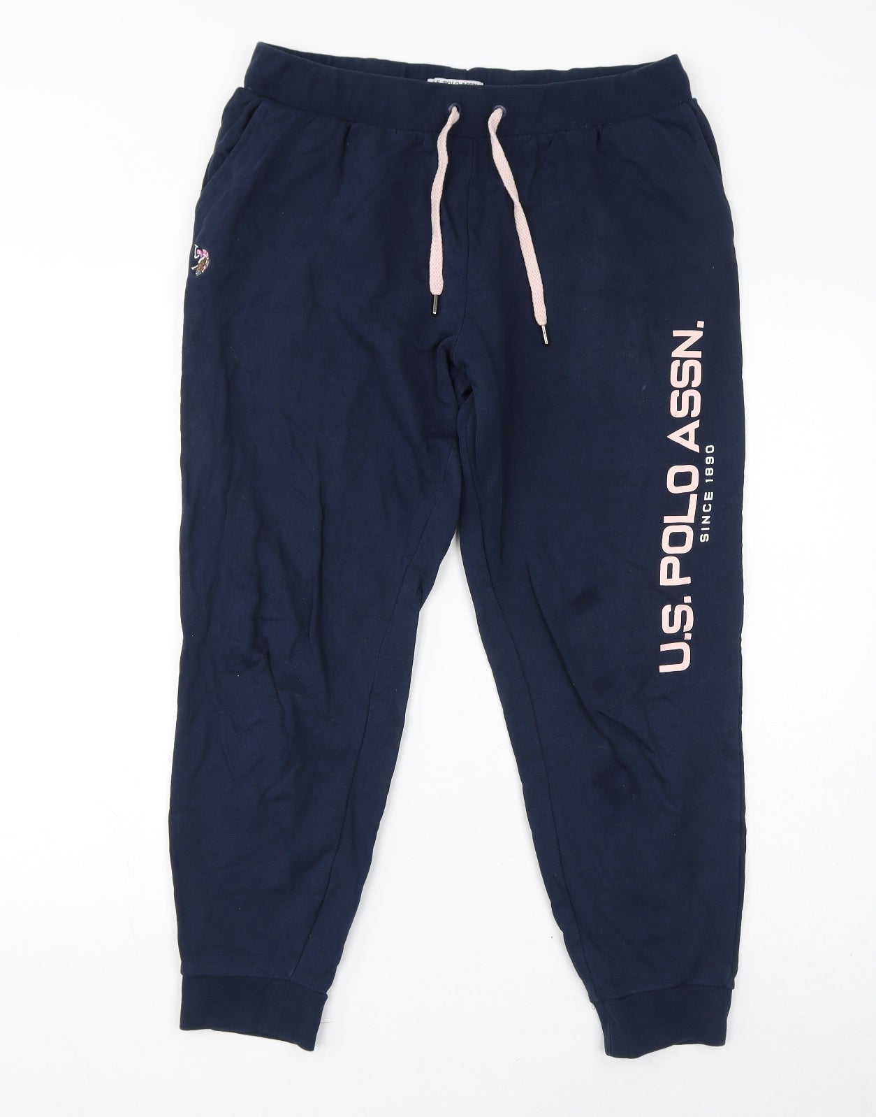 US Polo Assn. Womens Blue Cotton Jegging Trousers Size XL L28 in Regular Drawstring