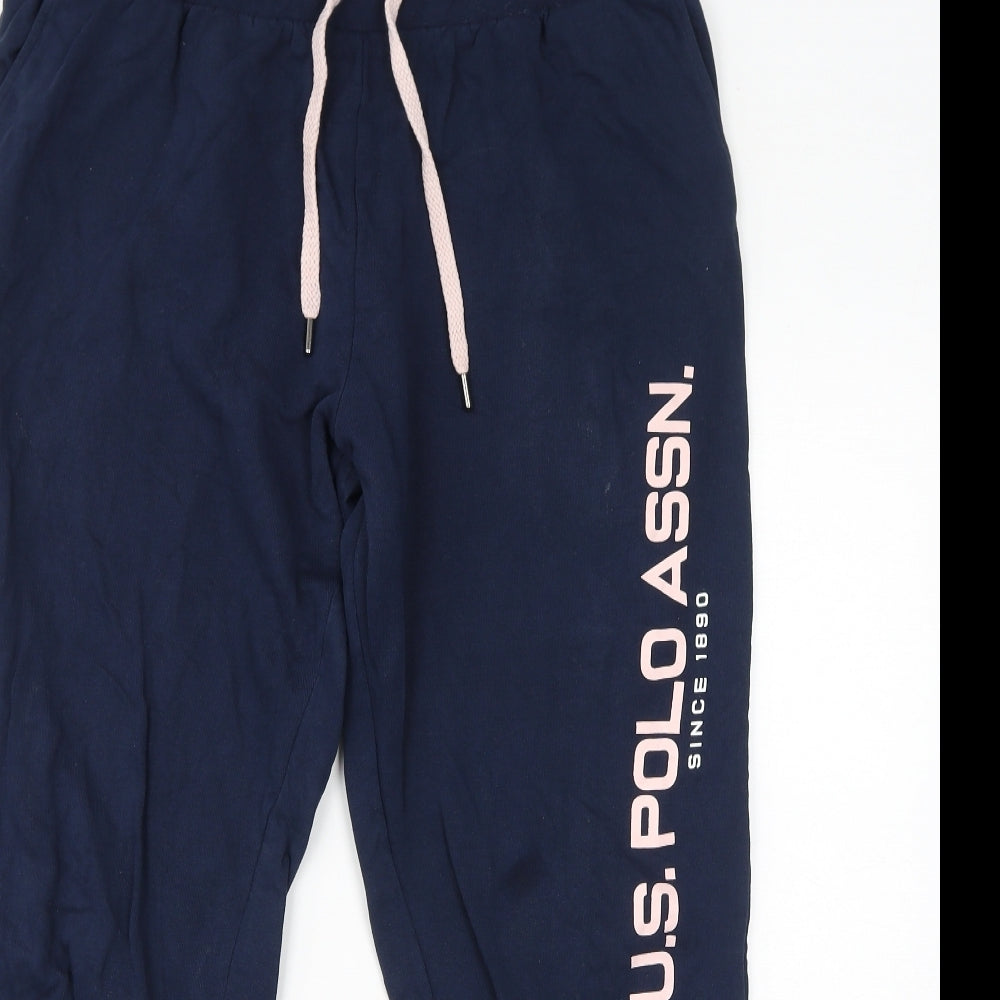 US Polo Assn. Womens Blue Cotton Jegging Trousers Size XL L28 in Regular Drawstring