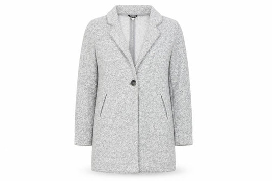 Front view of Next women’s grey jacket, size UK 10, button