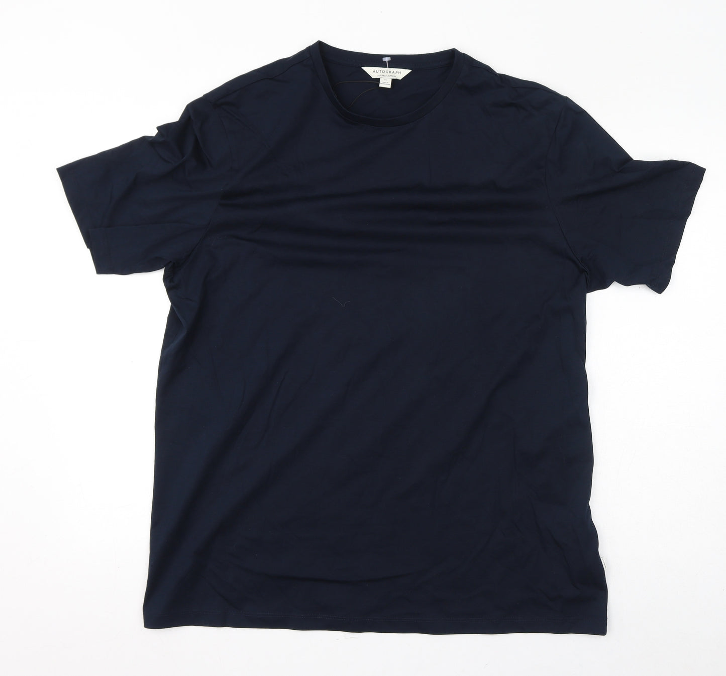 Autograph Mens Blue Cotton T-Shirt Size XL Round Neck