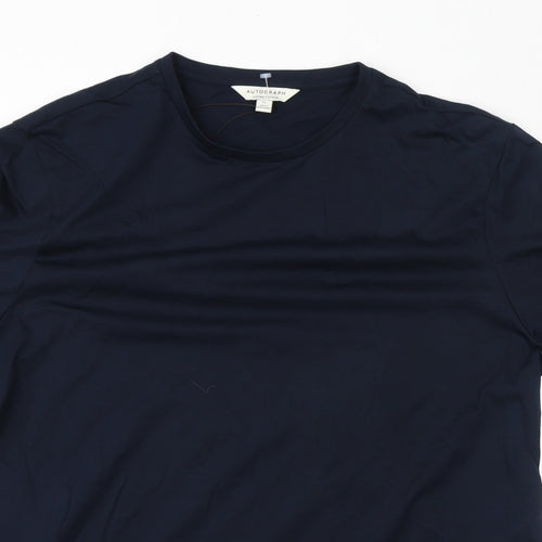 Autograph Mens Blue Cotton T-Shirt Size XL Round Neck
