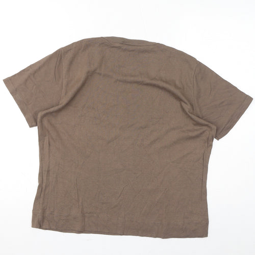 Fransa Womens Brown Cotton Basic T-Shirt Size XL Round Neck - Logo