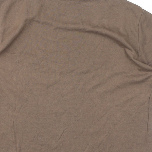Fransa Womens Brown Cotton Basic T-Shirt Size XL Round Neck - Logo