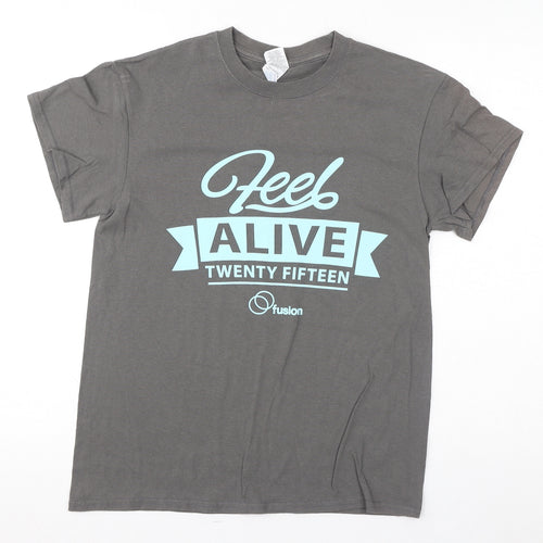 Gildan Womens Grey Cotton Basic T-Shirt Size S Round Neck - Feel Alive