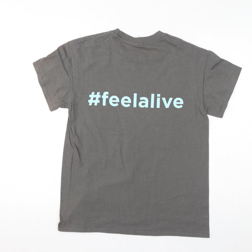 Gildan Womens Grey Cotton Basic T-Shirt Size S Round Neck - Feel Alive
