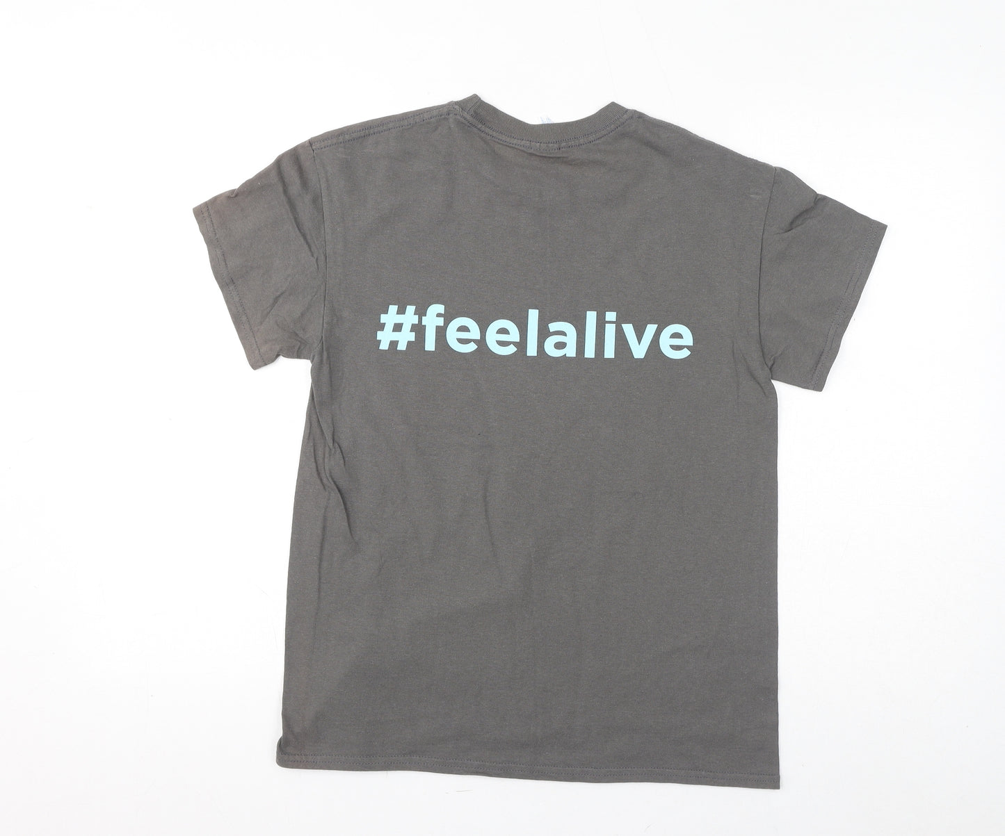 Gildan Womens Grey Cotton Basic T-Shirt Size S Round Neck - Feel Alive