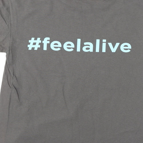 Gildan Womens Grey Cotton Basic T-Shirt Size S Round Neck - Feel Alive