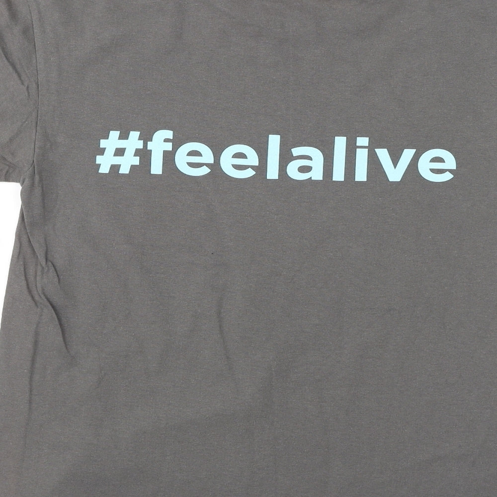 Gildan Womens Grey Cotton Basic T-Shirt Size S Round Neck - Feel Alive