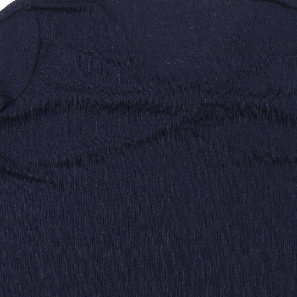 Marks and Spencer Womens Blue Polyester Basic T-Shirt Size 24 V-Neck