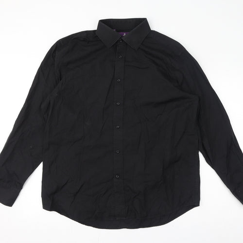 NEXT Mens Black Cotton Button-Up Size M Collared Button