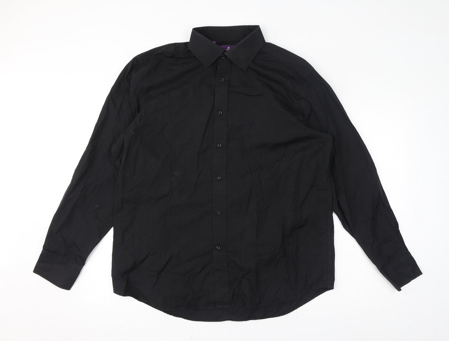 NEXT Mens Black Cotton Button-Up Size M Collared Button