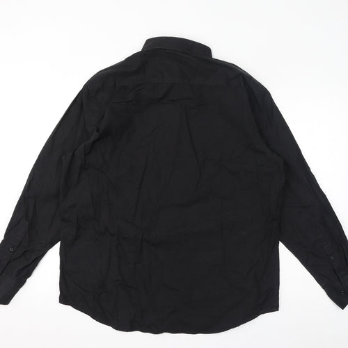 NEXT Mens Black Cotton Button-Up Size M Collared Button
