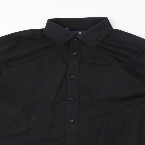 NEXT Mens Black Cotton Button-Up Size M Collared Button