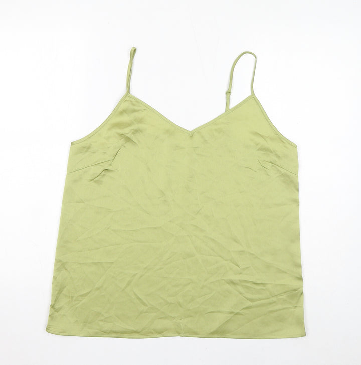 Marks and Spencer Womens Green Polyester Basic Tank Size 14 V-Neck